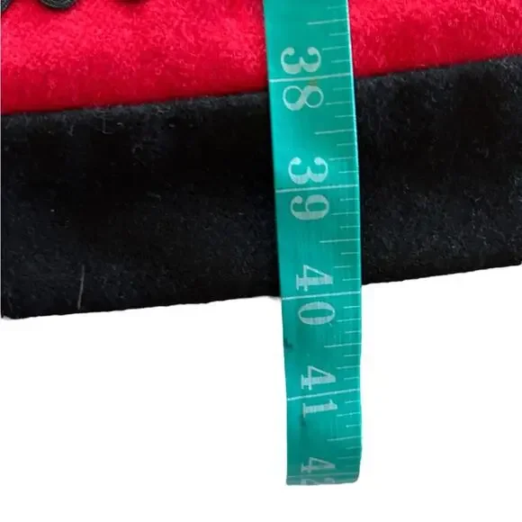 Vintage 70s Handmade Maxi Skirt 26 Patchwork Wool Plaid Cottagecore Red Black - Picture 7 of 10